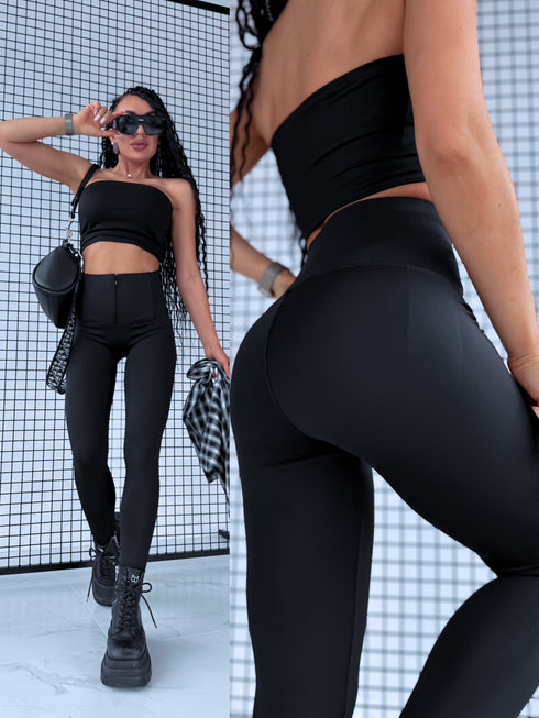 TOPS DĀVANĀ + KORIĢĒJOŠI legingi "BLACK GOLD" - MELNI PRE-ORDER